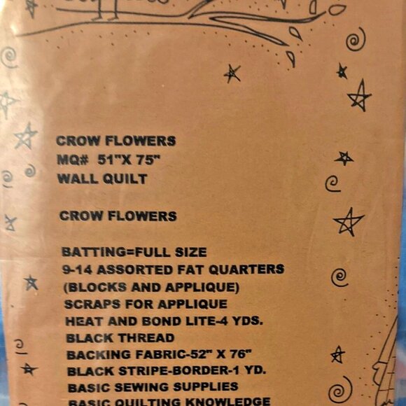 Quilting Crow Flowers Pattern 51" X 75" Wall Quilt By Memes Quilts MQ287 VTG - Picture 2 of 5